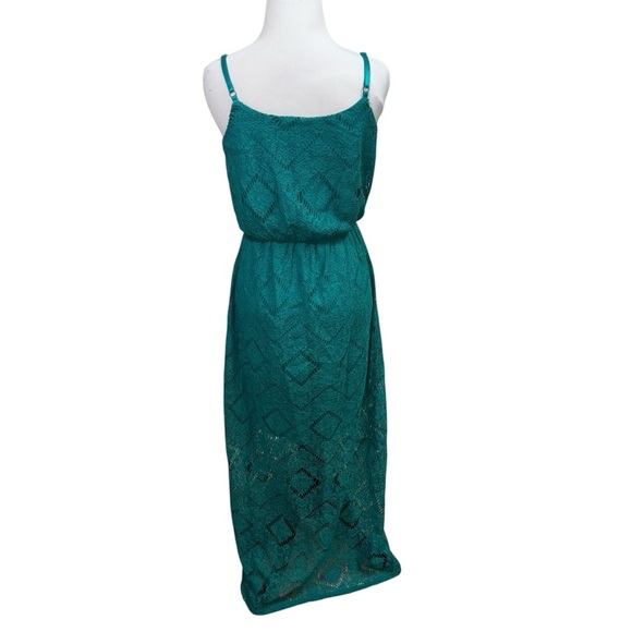 Maurice's Women's S Small Maxi Sheath Dress Crochet Lace Turquoise Adjustable - Picture 5 of 7